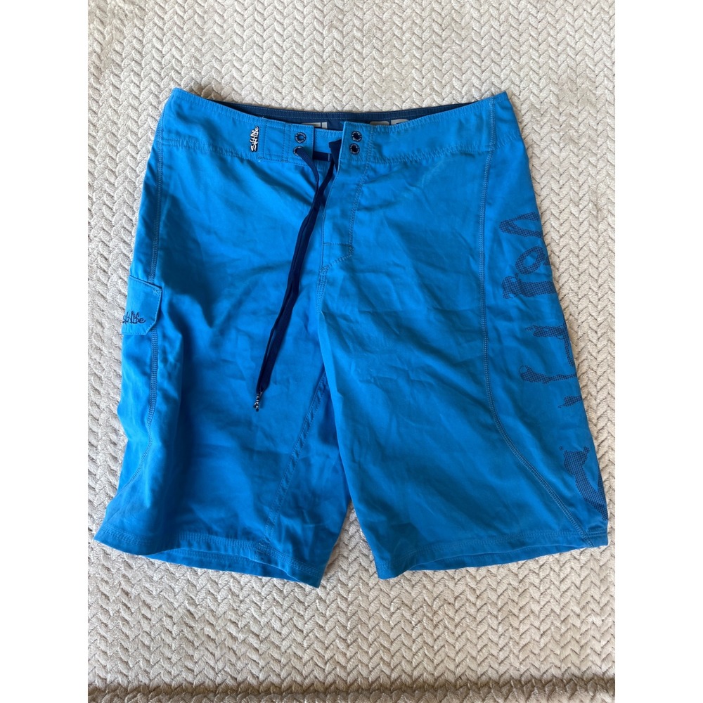 Salt Life SLX-QD Blue Board Shorts Mens Size 30 Swim Trunks Cargo Pocket